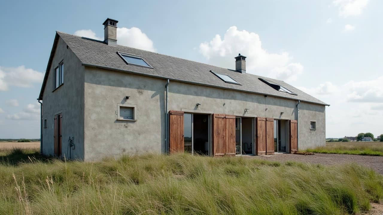 Toiture agricole à Isigny-sur-Mer, frange du Calvados